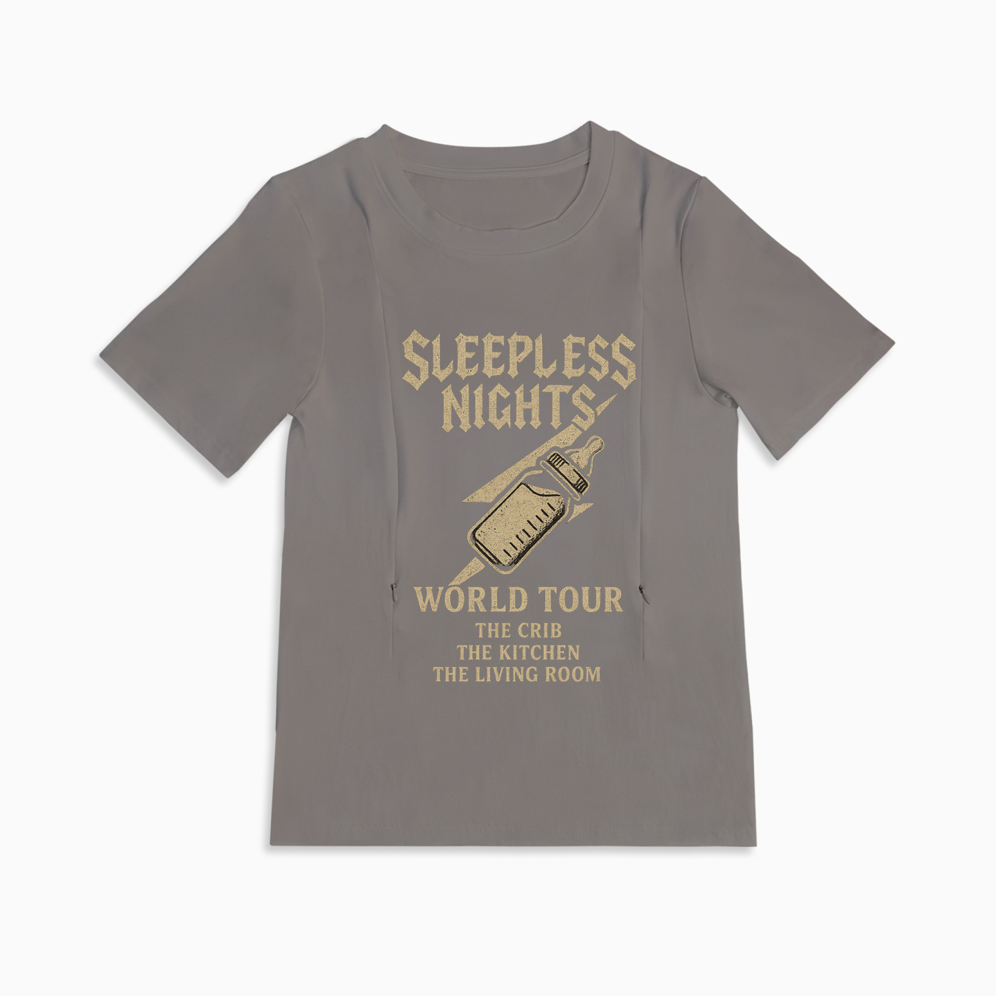 Mom Life Nursing Tee | "Sleep? Never Heard of Her" | Hidden Side Zippers