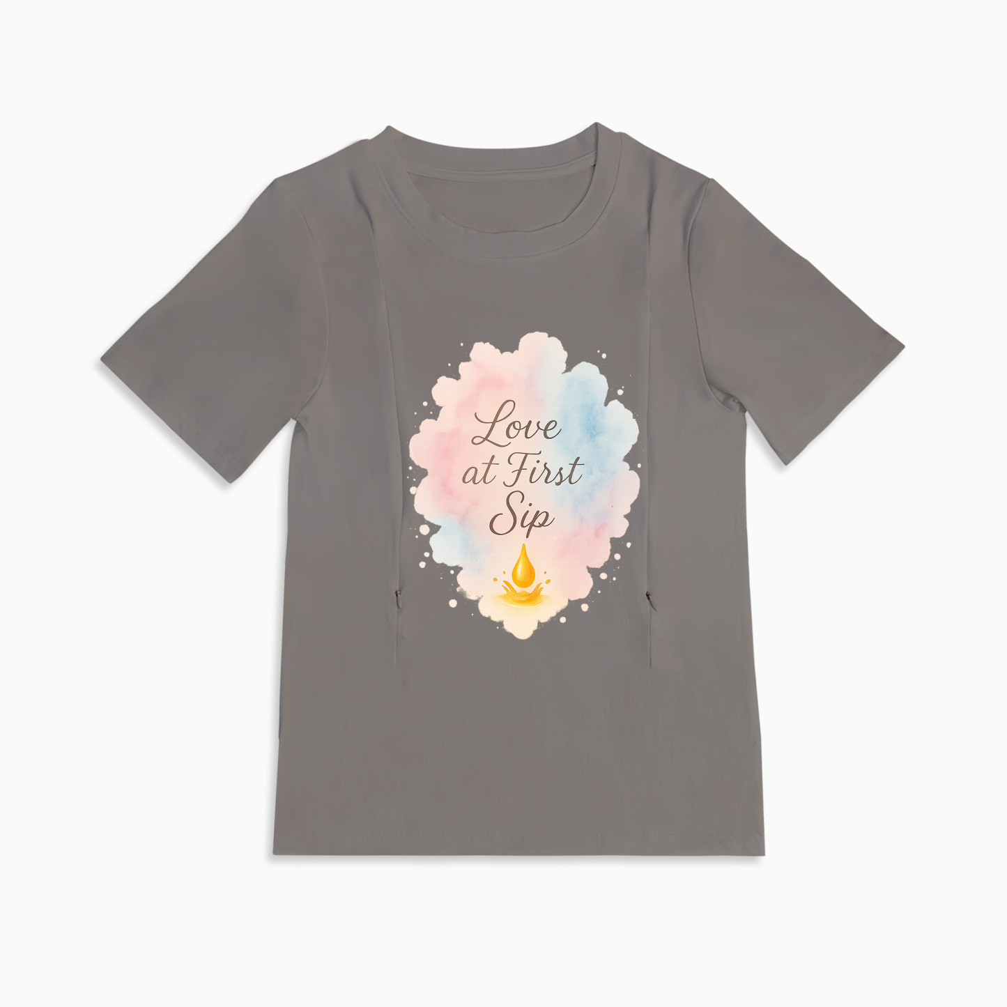 Totkeeps "Love at First Sip" Nursing Shirt | Soft Cotton & Discreet Zips