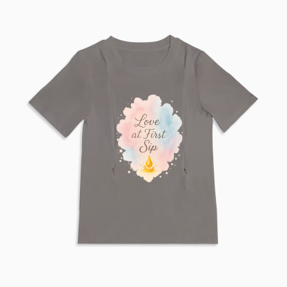 Totkeeps "Love at First Sip" Nursing Shirt | Soft Cotton & Discreet Zips