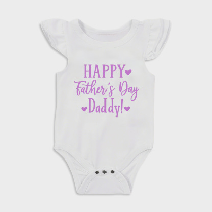 Happy Father's Day Daddy - Baby Girl Ruffle Sleeve bodysuits