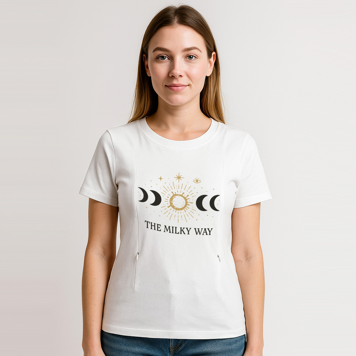 Graphic Nursing Tee for Moms | "The Milky Way" Side Zip | brand