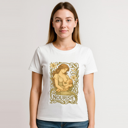 Gift for New Mom | Nourish Nursing T-Shirt with Zippers