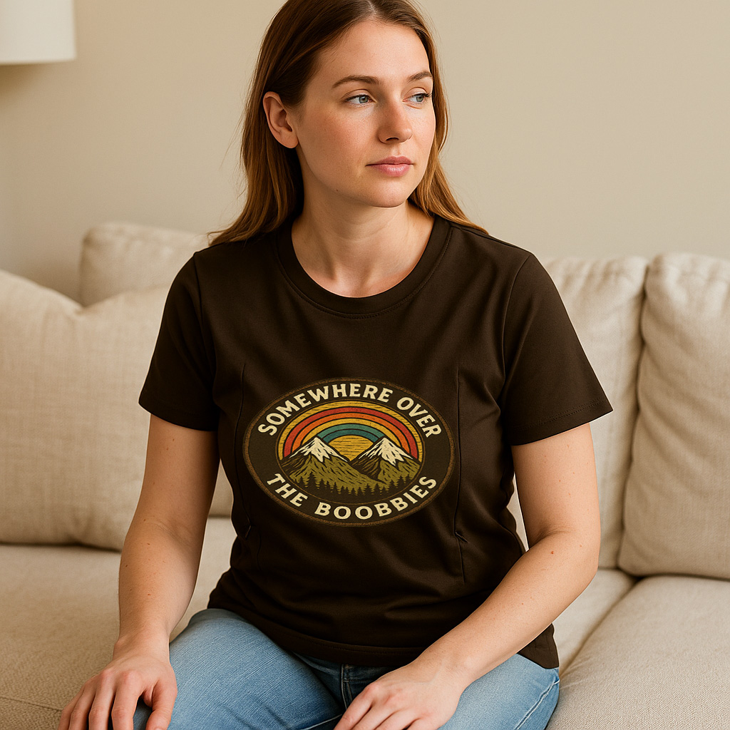 Graphic Nursing Tee for Moms | "Somewhere Over the Boob | brand