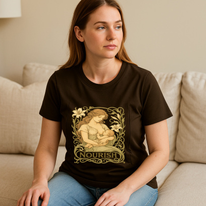 Gift for New Mom | Nourish Nursing T-Shirt with Zippers