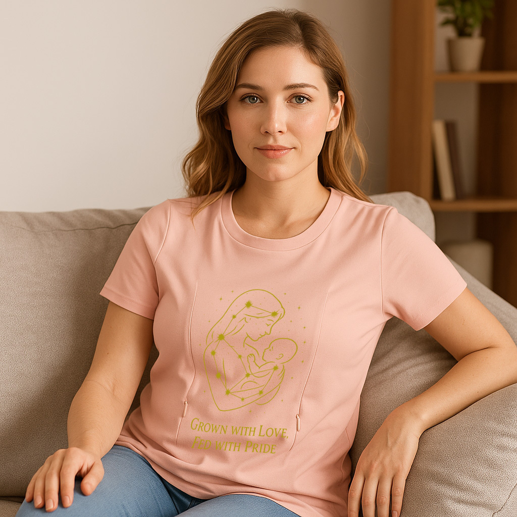 Stylish Mama Nursing Top | Grown with Love Slogan | Zip | brand
