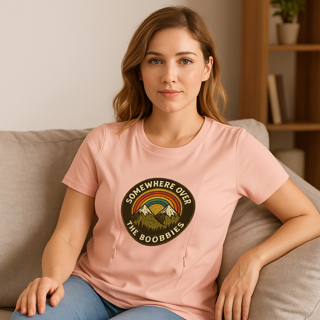 Graphic Nursing Tee for Moms | "Somewhere Over the Boob | brand