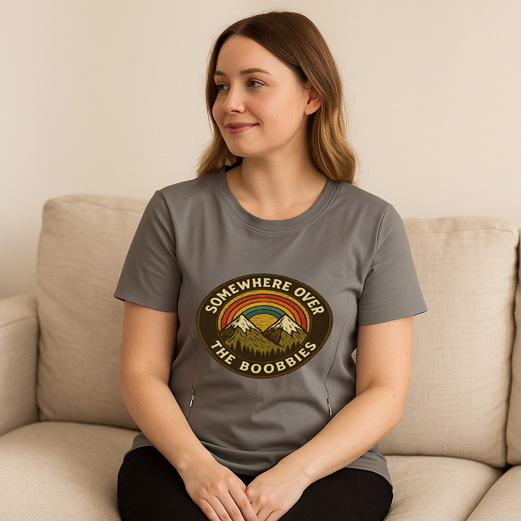 Graphic Nursing Tee for Moms | "Somewhere Over the Boob | brand