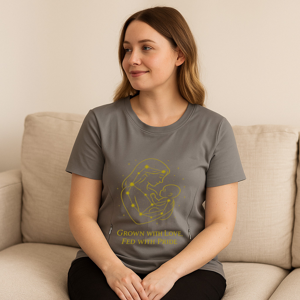 Stylish Mama Nursing Top | Grown with Love Slogan | Zip | brand