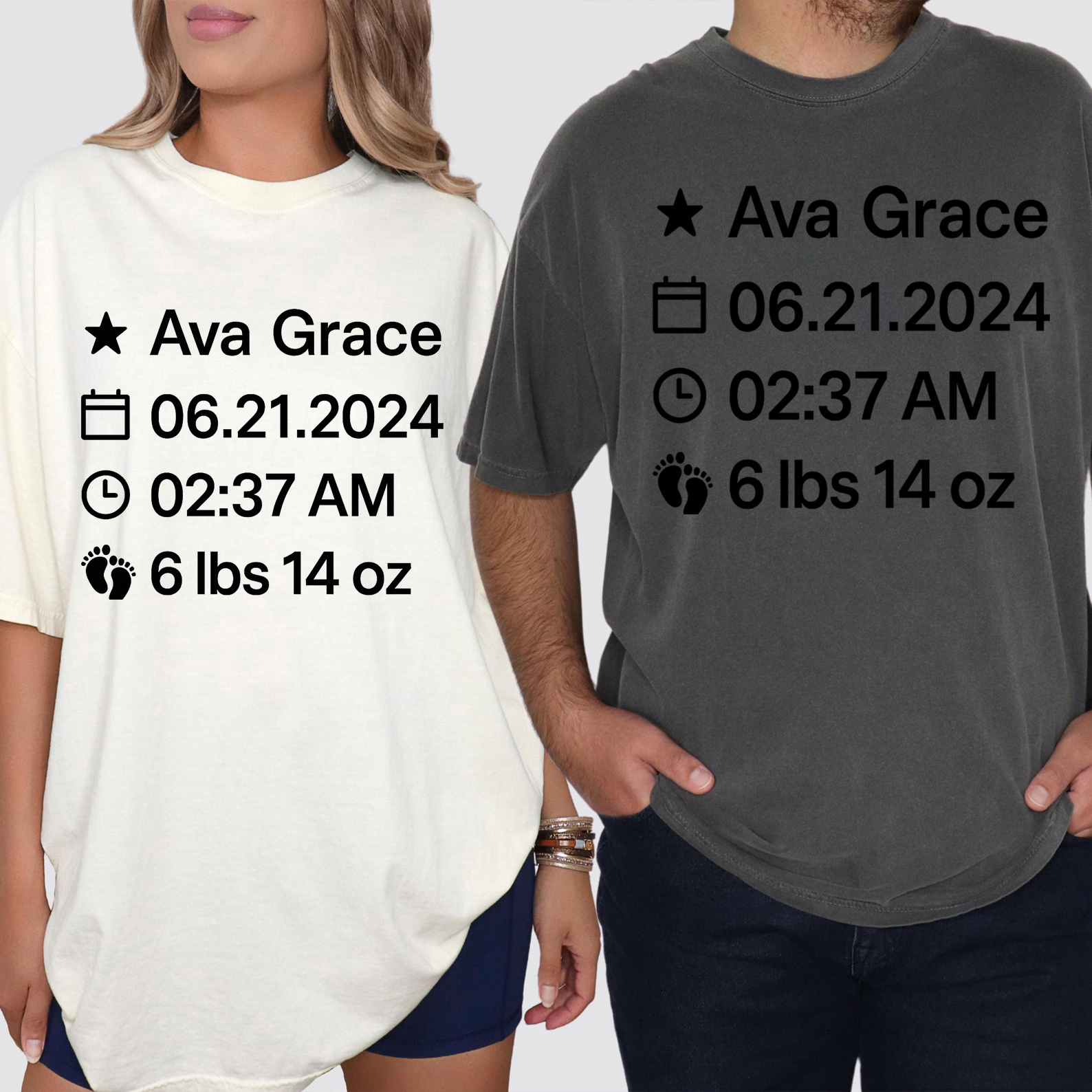 Family Matching Custom Baby Birth Stats