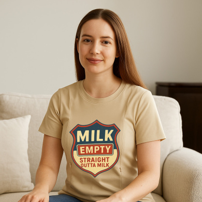 Comfy Cotton Nursing Shirt | "Straight Outta Milk" | Fo | brand
