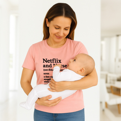Comfy Cotton Nursing Shirt | "Netflix and Nurse" | For  | brand