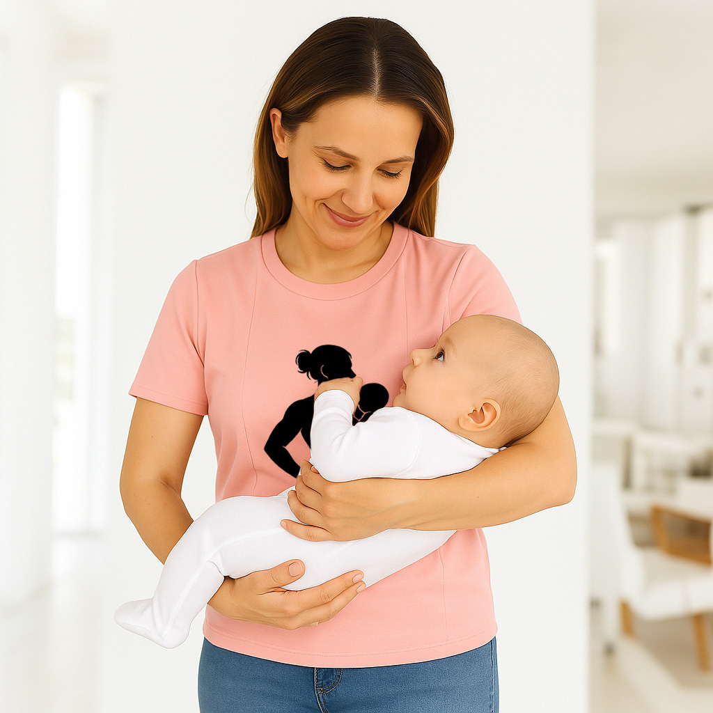 Graphic Nursing Tee for Moms | "My Baby My Rules" Side  | brand