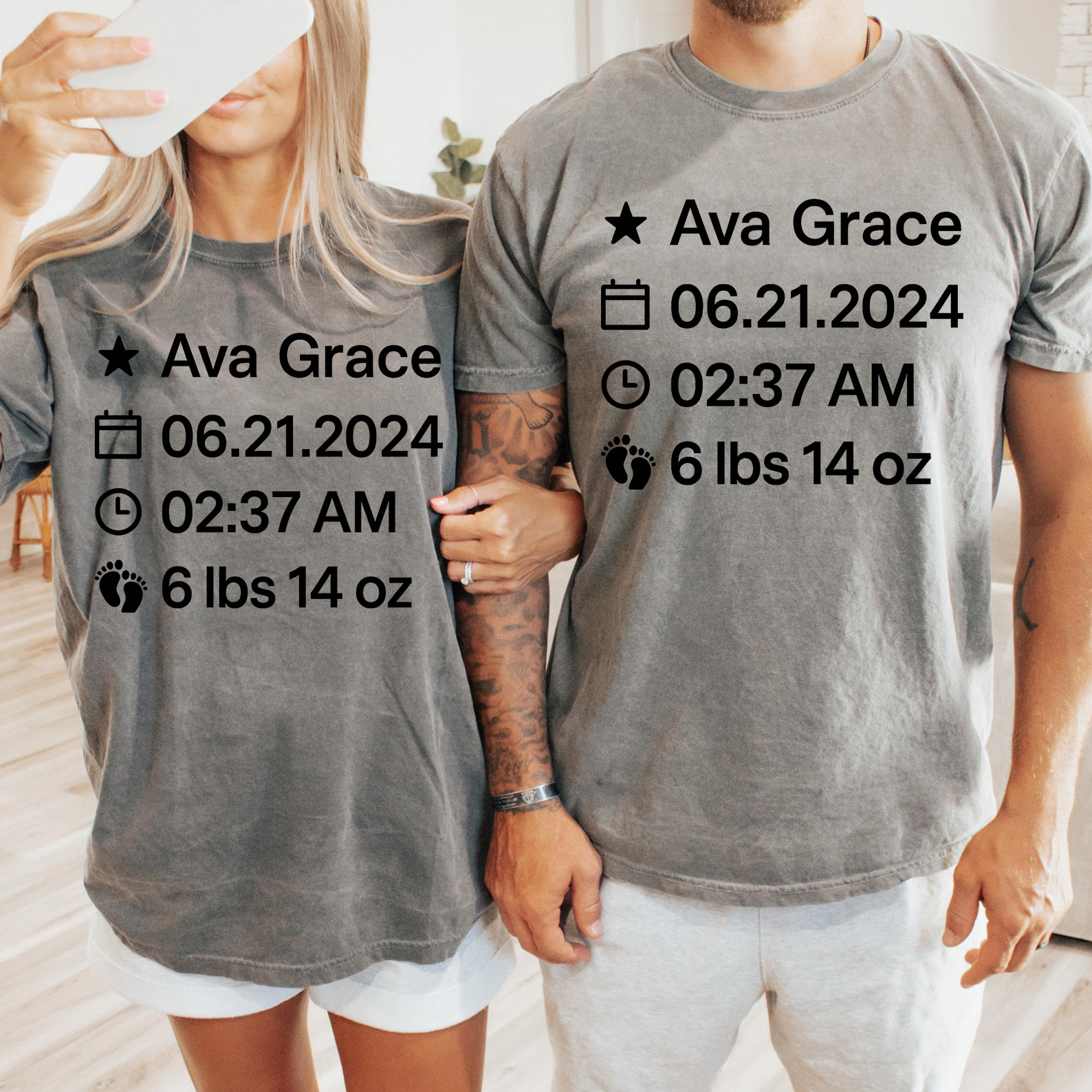 Family Matching Custom Baby Birth Stats