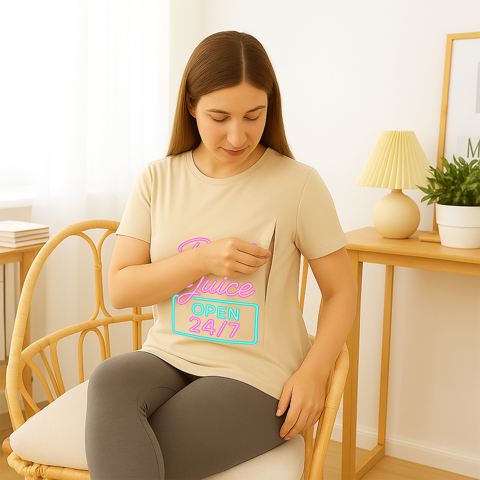 Discreet Zipper Nursing Top | Humorous Boob Juice Tee | | brand