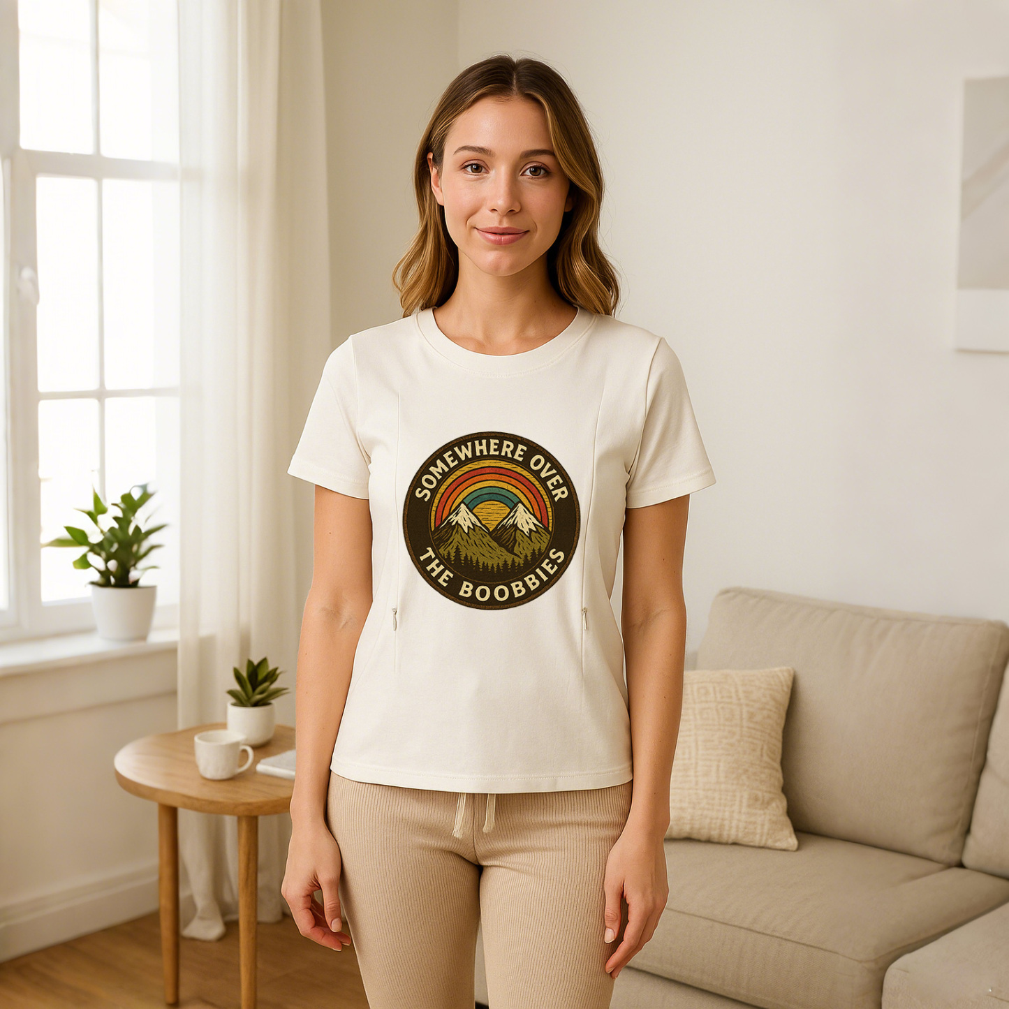 Graphic Nursing Tee for Moms | "Somewhere Over the Boob | brand