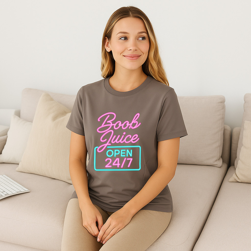 Discreet Zipper Nursing Top | Humorous Boob Juice Tee | | brand