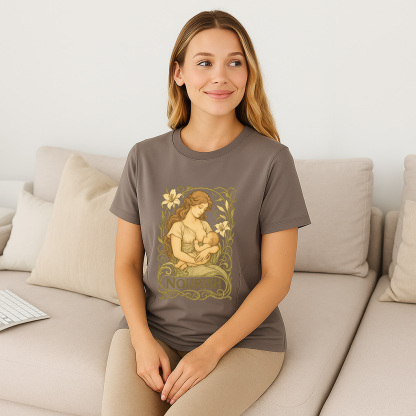 Gift for New Mom | Nourish Nursing T-Shirt with Zippers