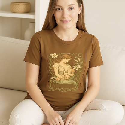 Gift for New Mom | Nourish Nursing T-Shirt with Zippers