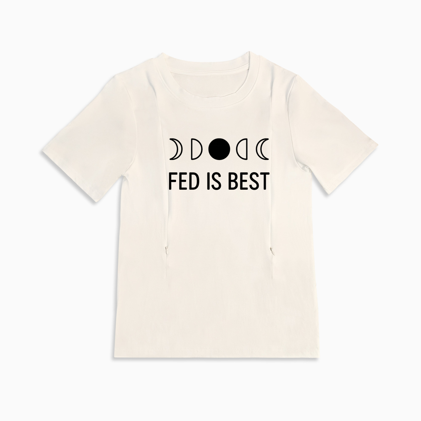 Easy Feed Nursing Tee | Fed Is Best Slogan | Discreet Side Zippers