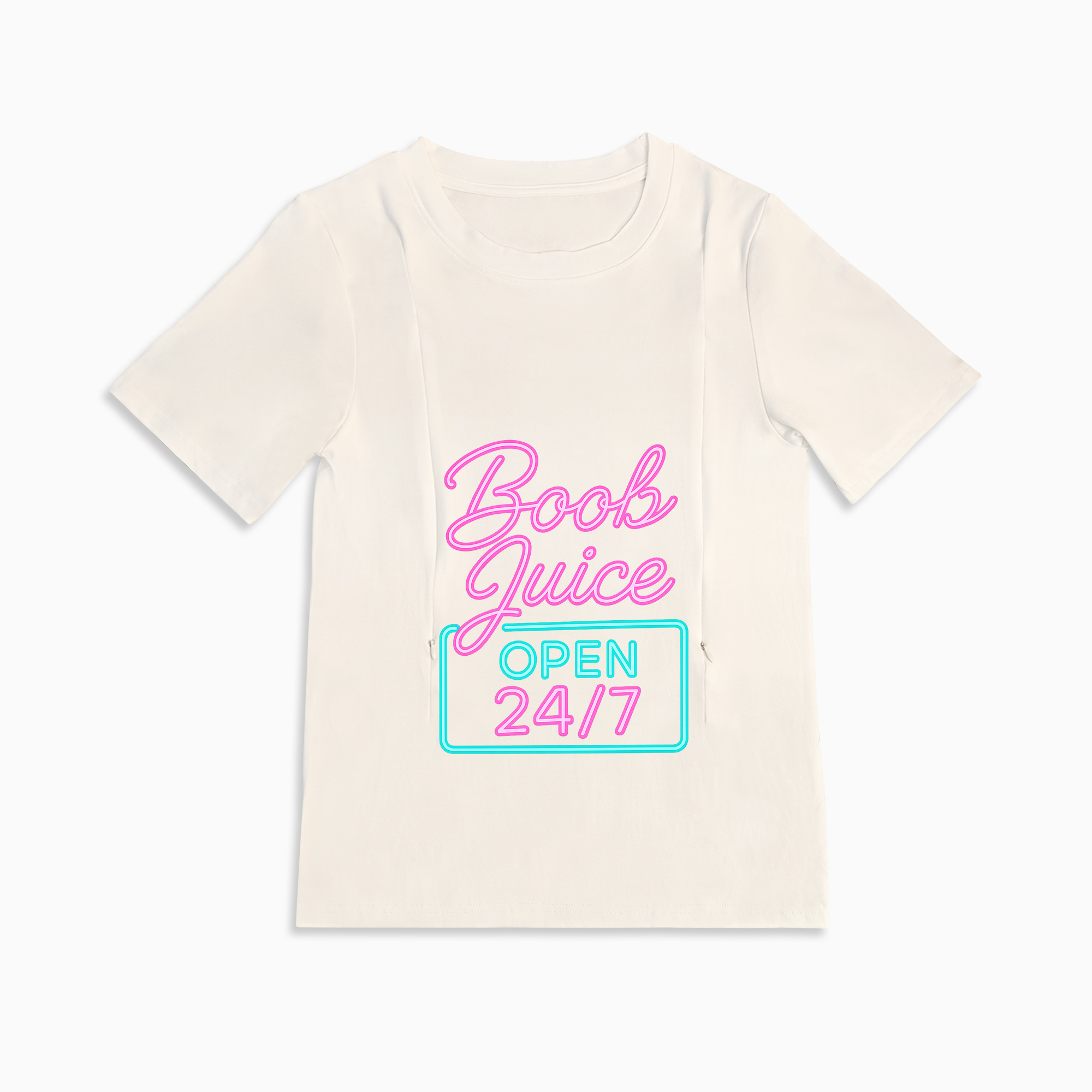 Discreet Zipper Nursing Top | Humorous Boob Juice Tee | Comfy & Stylish