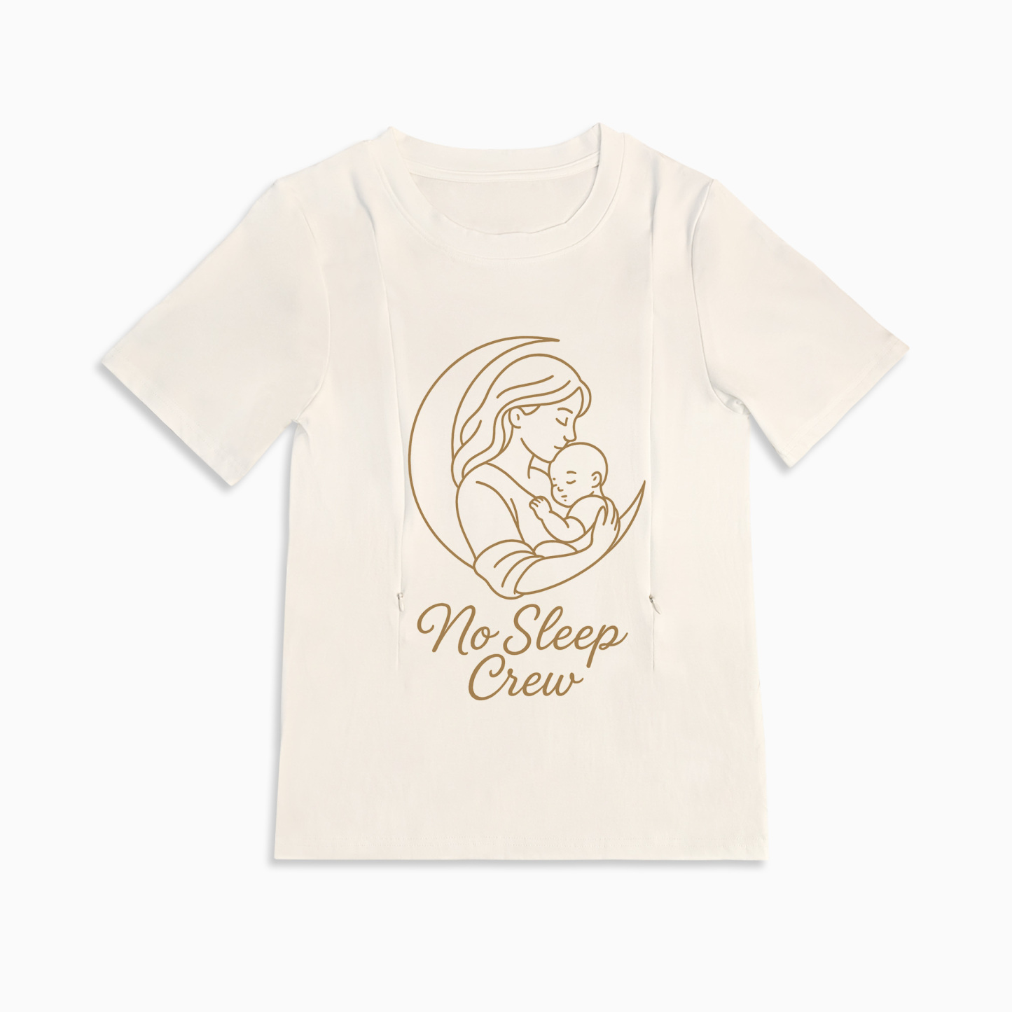 Cotton Breastfeeding Shirt | Funny No Sleep Crew Design | brand