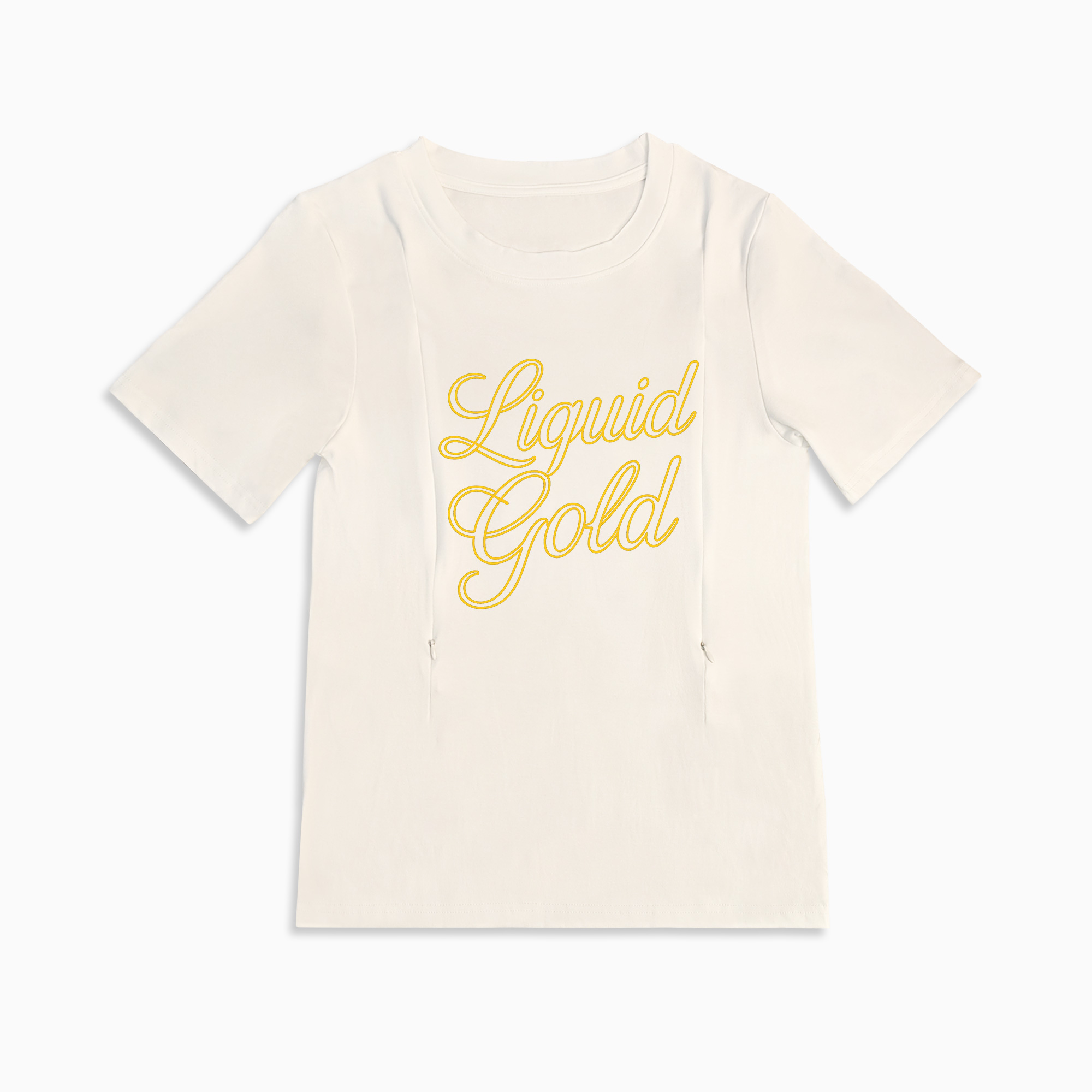 Easy Feed Nursing Tee | Liquid Gold Slogan | Discreet Side Zippers