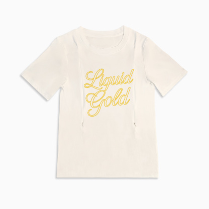 Easy Feed Nursing Tee | Liquid Gold Slogan | Discreet Side Zippers