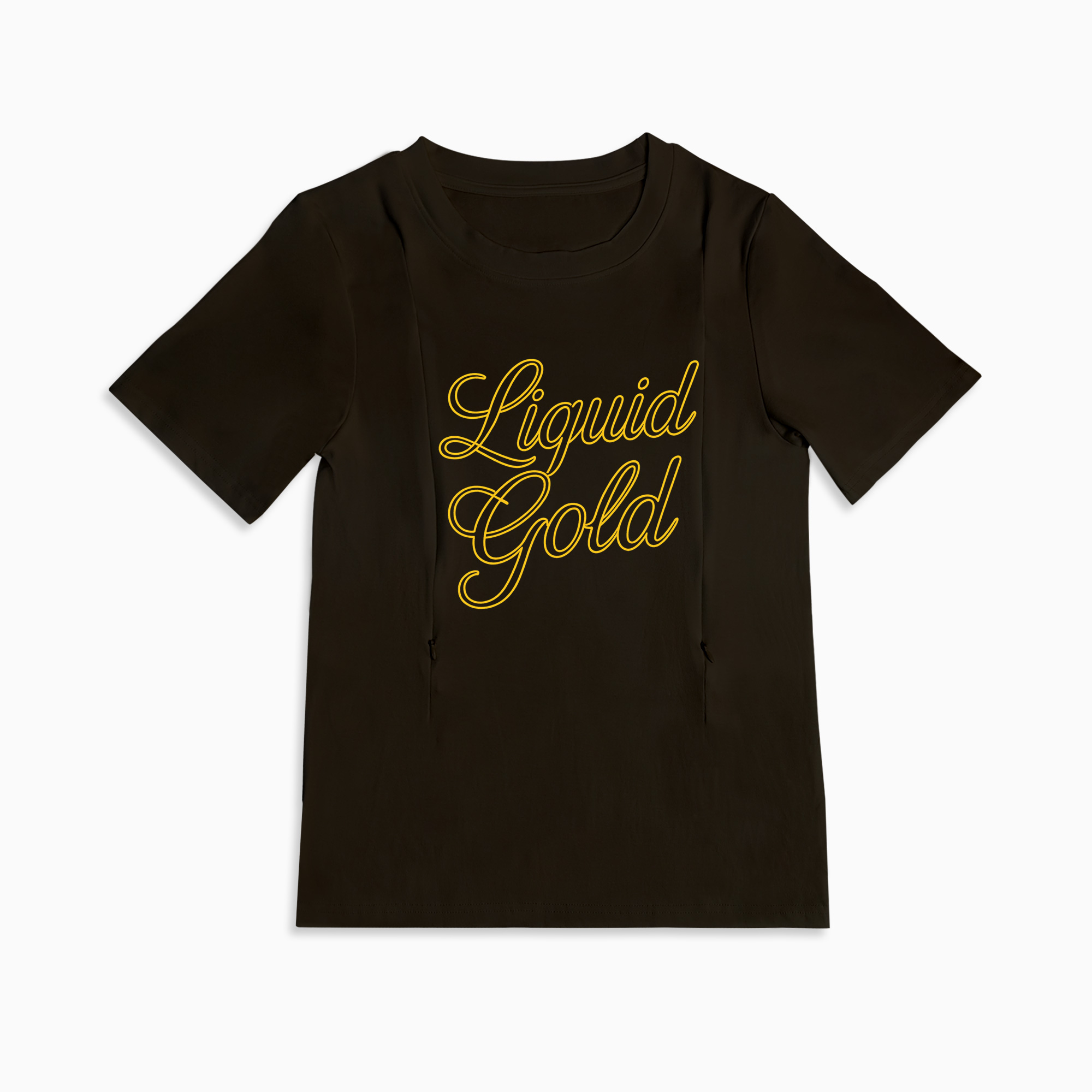 Easy Feed Nursing Tee | Liquid Gold Slogan | Discreet Side Zippers
