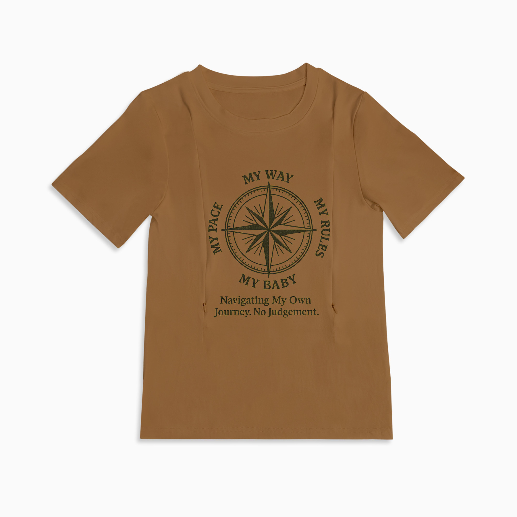 Graphic Nursing Tee for Moms | "No Judgement Zone" Side Zip Design