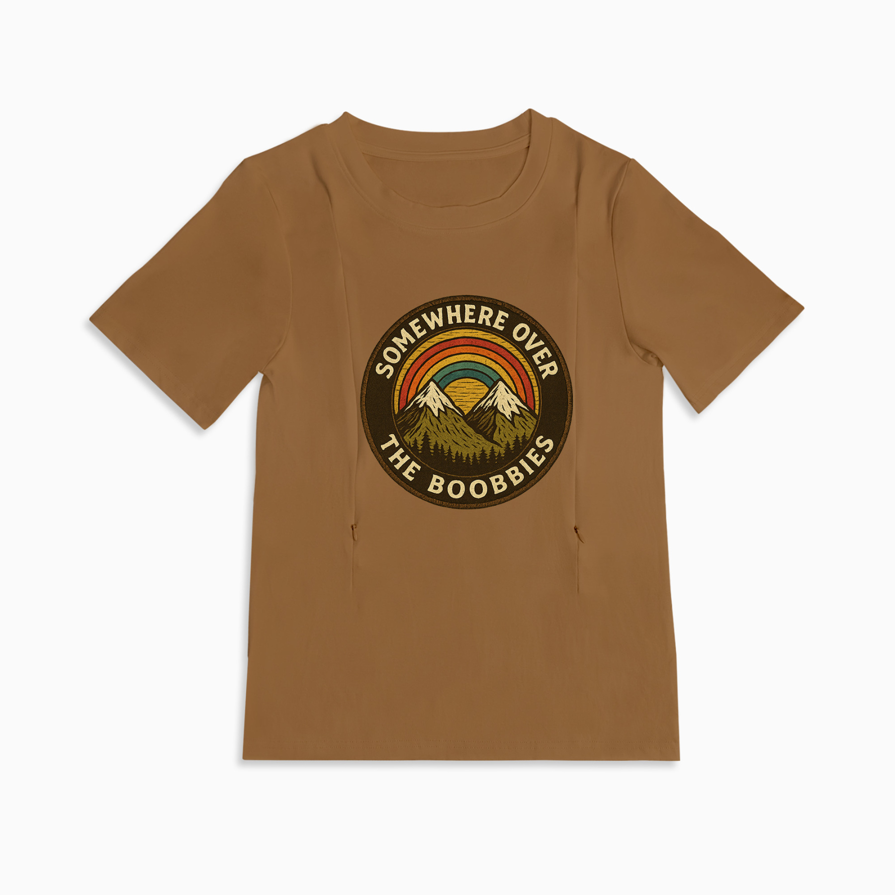 Graphic Nursing Tee for Moms | "Somewhere Over the Boobies" Design