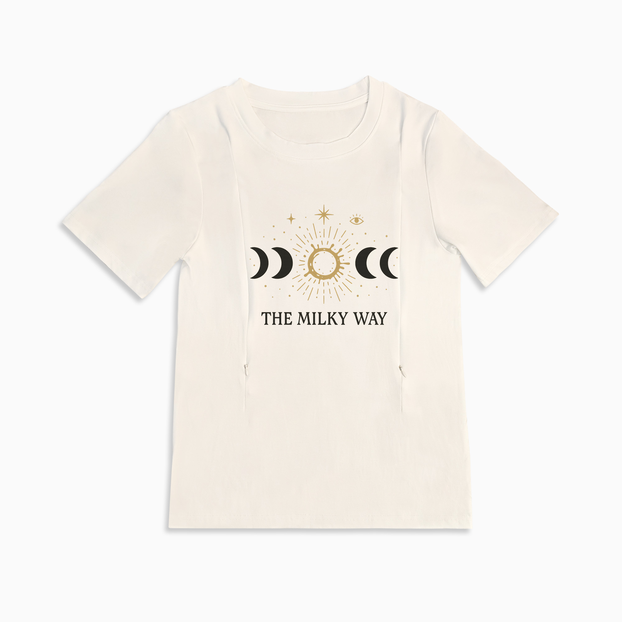 Graphic Nursing Tee for Moms | "The Milky Way" Side Zip Design