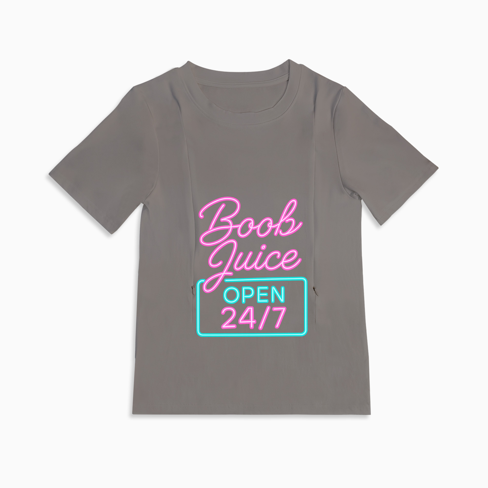 Discreet Zipper Nursing Top | Humorous Boob Juice Tee | Comfy & Stylish