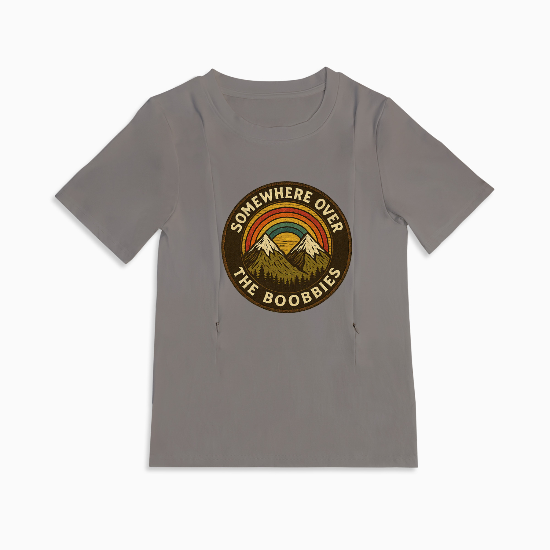 Graphic Nursing Tee for Moms | "Somewhere Over the Boobies" Design