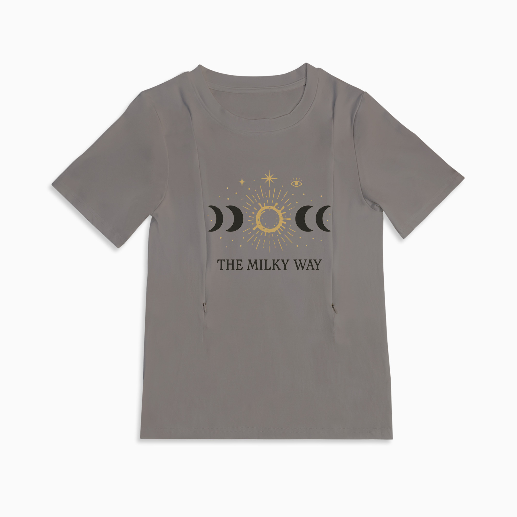 Graphic Nursing Tee for Moms | "The Milky Way" Side Zip Design