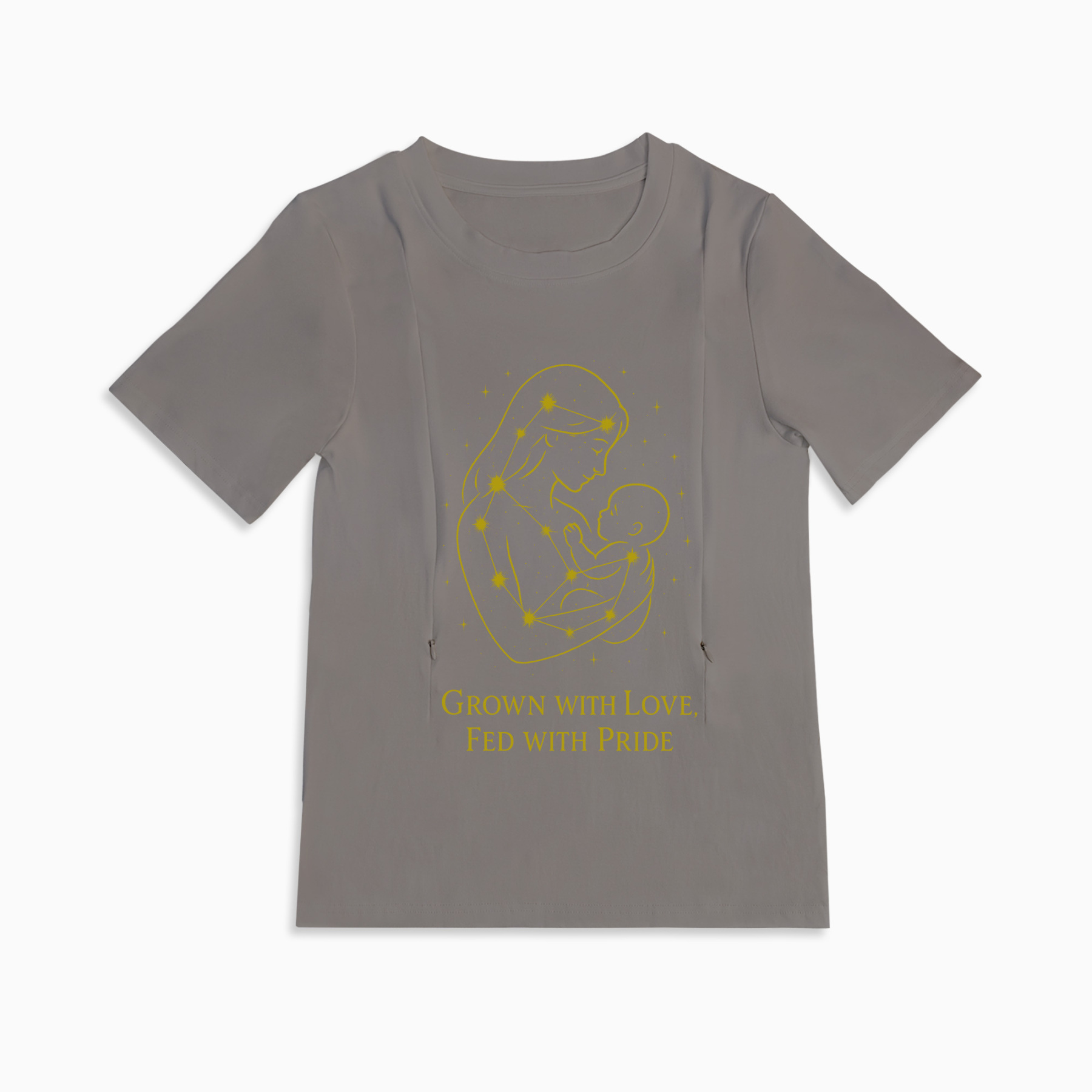 Stylish Mama Nursing Top | Grown with Love Slogan | Zipper Access