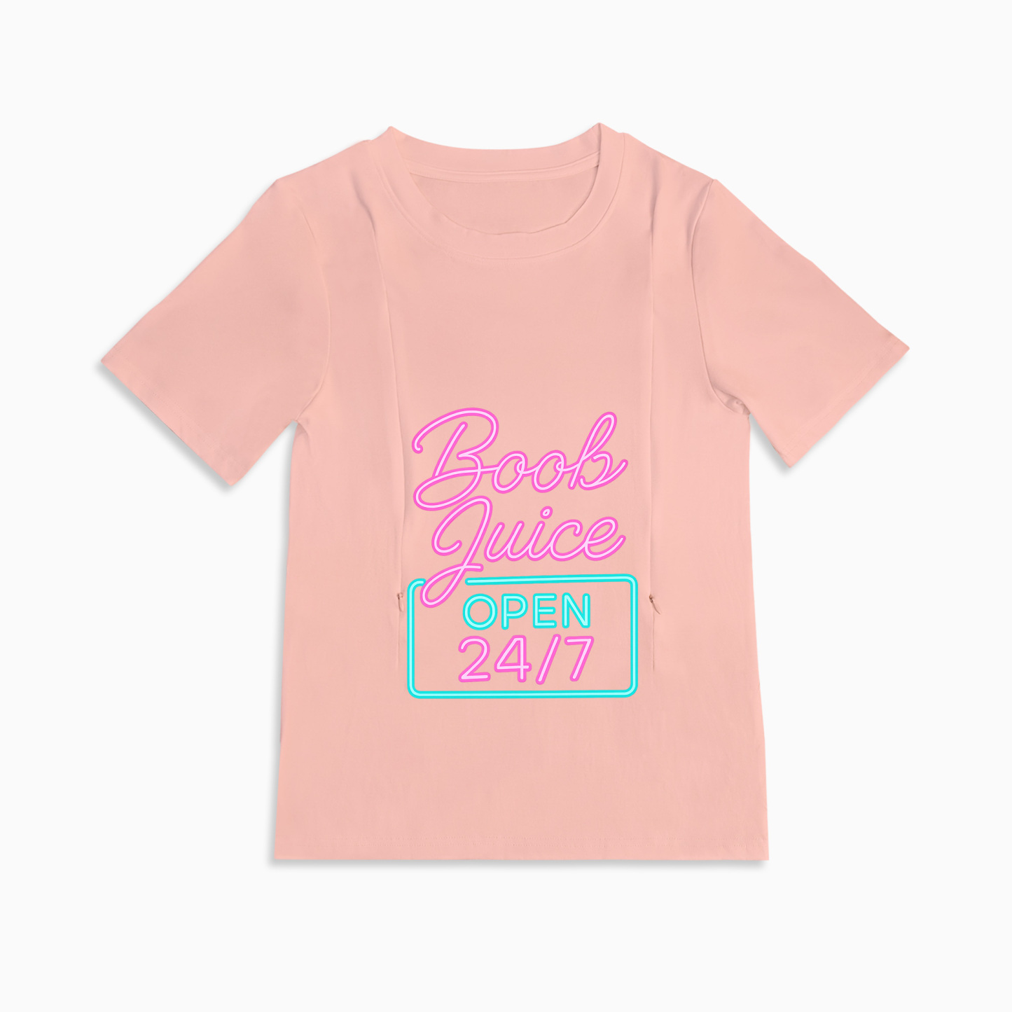 Discreet Zipper Nursing Top | Humorous Boob Juice Tee | Comfy & Stylish