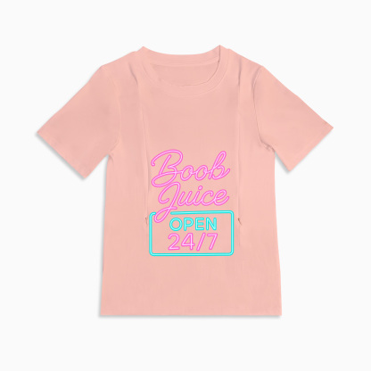 Discreet Zipper Nursing Top | Humorous Boob Juice Tee | Comfy & Stylish