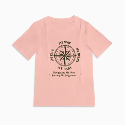 Graphic Nursing Tee for Moms | "No Judgement Zone" Side Zip Design