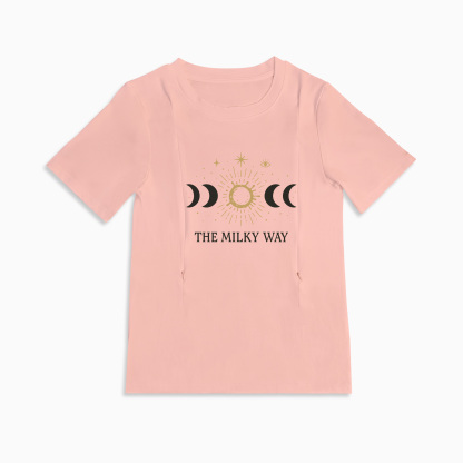 Graphic Nursing Tee for Moms | "The Milky Way" Side Zip Design