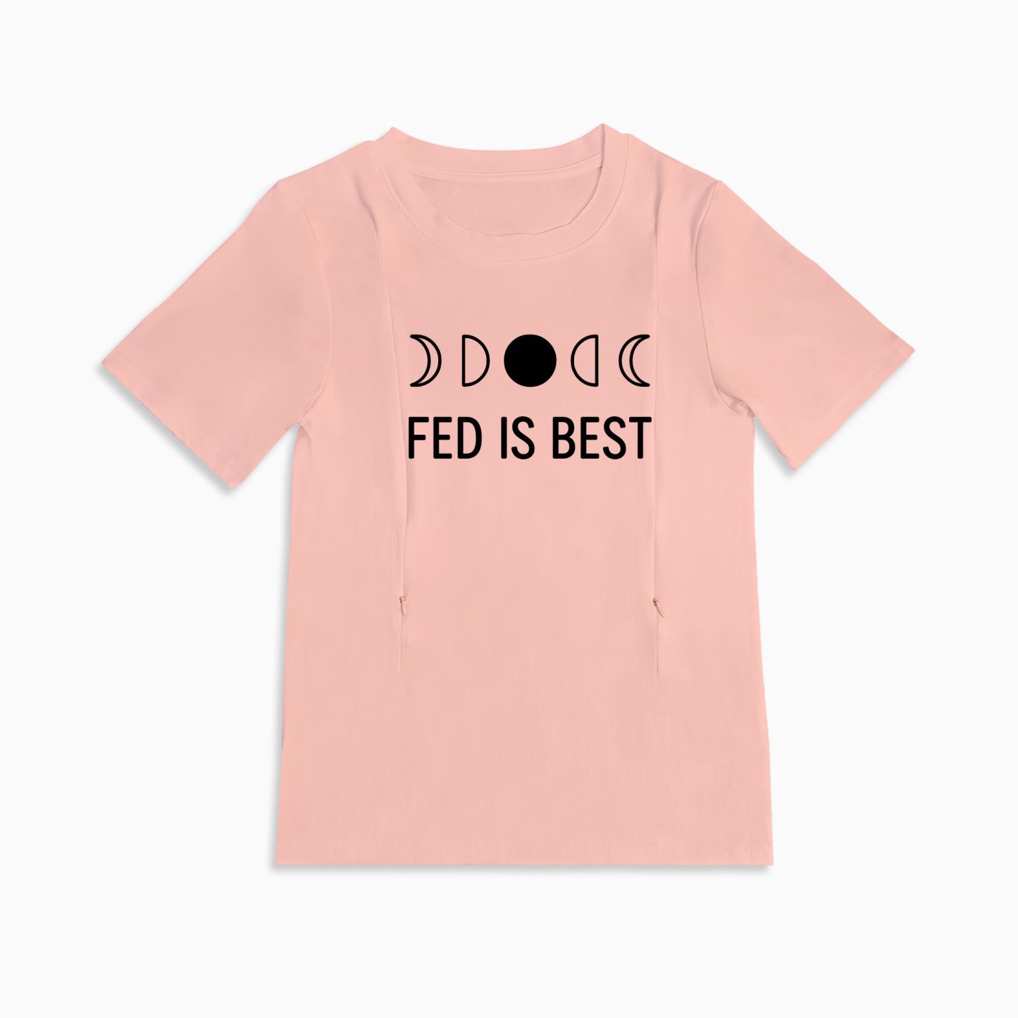 Easy Feed Nursing Tee | Fed Is Best Slogan | Discreet Side Zippers