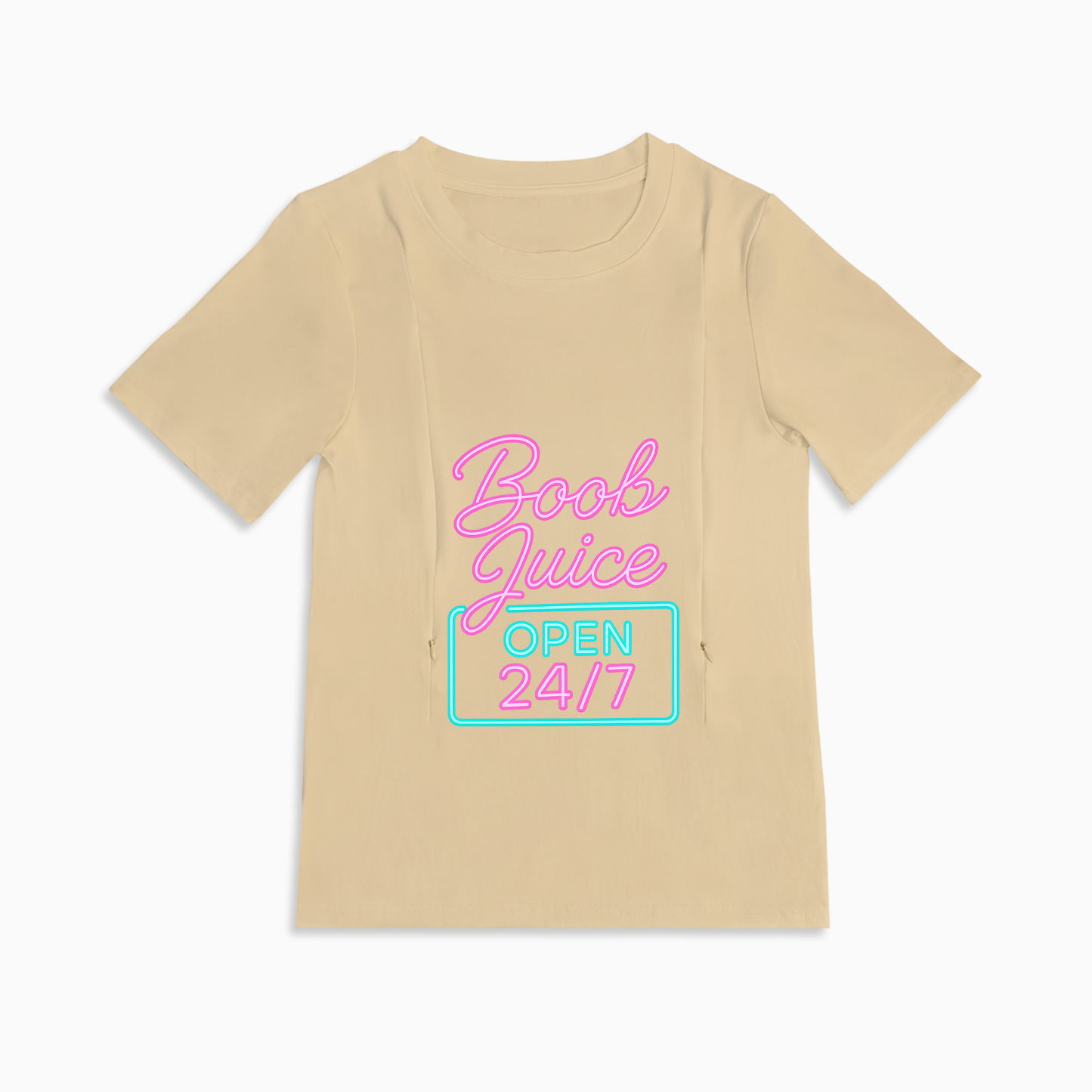 Discreet Zipper Nursing Top | Humorous Boob Juice Tee | Comfy & Stylish