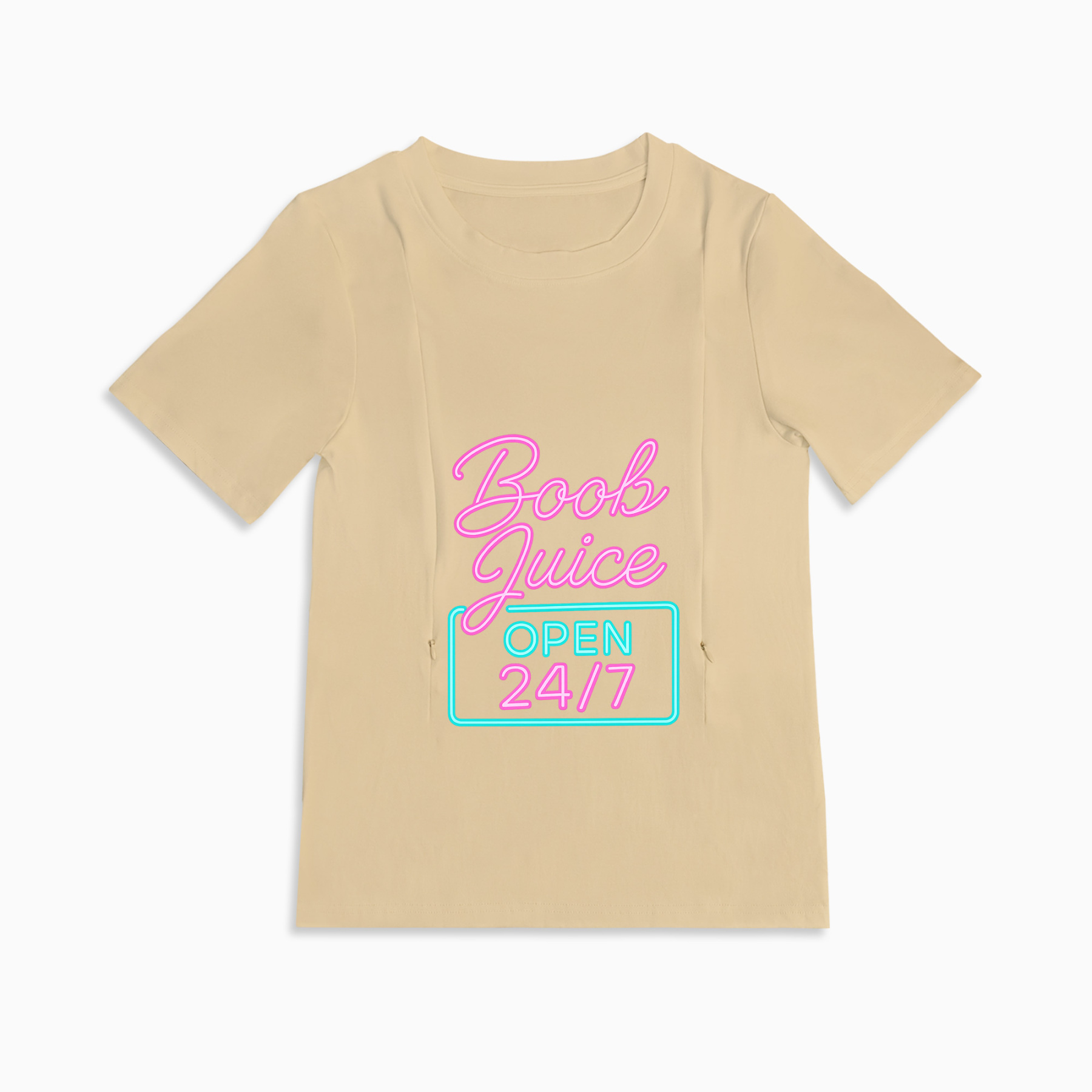 Discreet Zipper Nursing Top | Humorous Boob Juice Tee | Comfy & Stylish