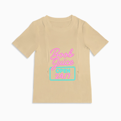 Discreet Zipper Nursing Top | Humorous Boob Juice Tee | Comfy & Stylish