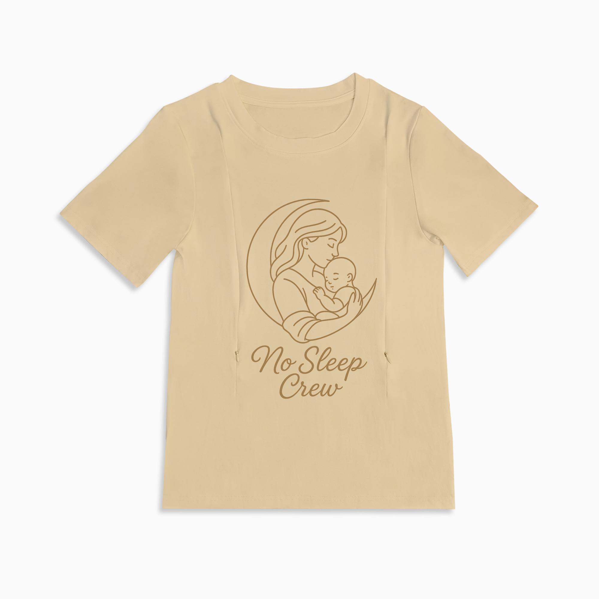 Cotton Breastfeeding Shirt | Funny No Sleep Crew Design | Side Zips
