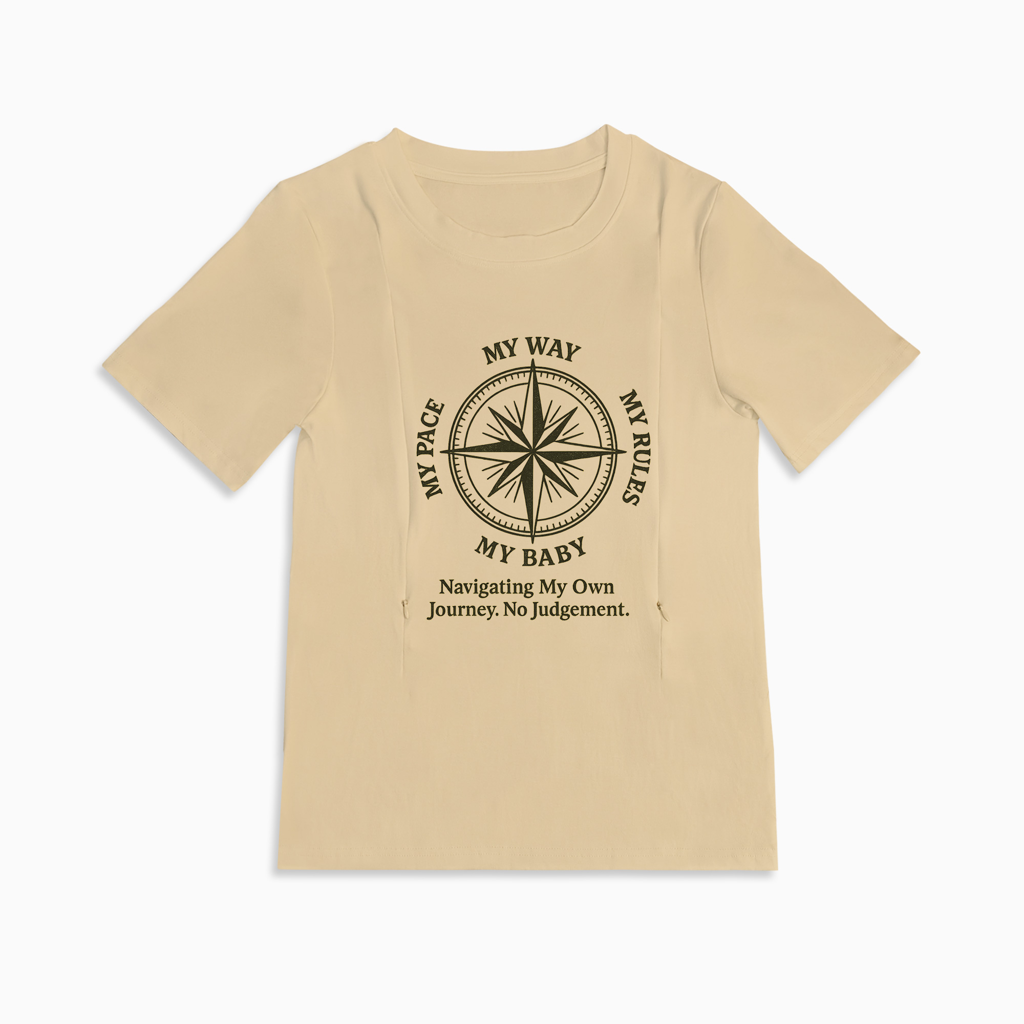 Graphic Nursing Tee for Moms | "No Judgement Zone" Side Zip Design