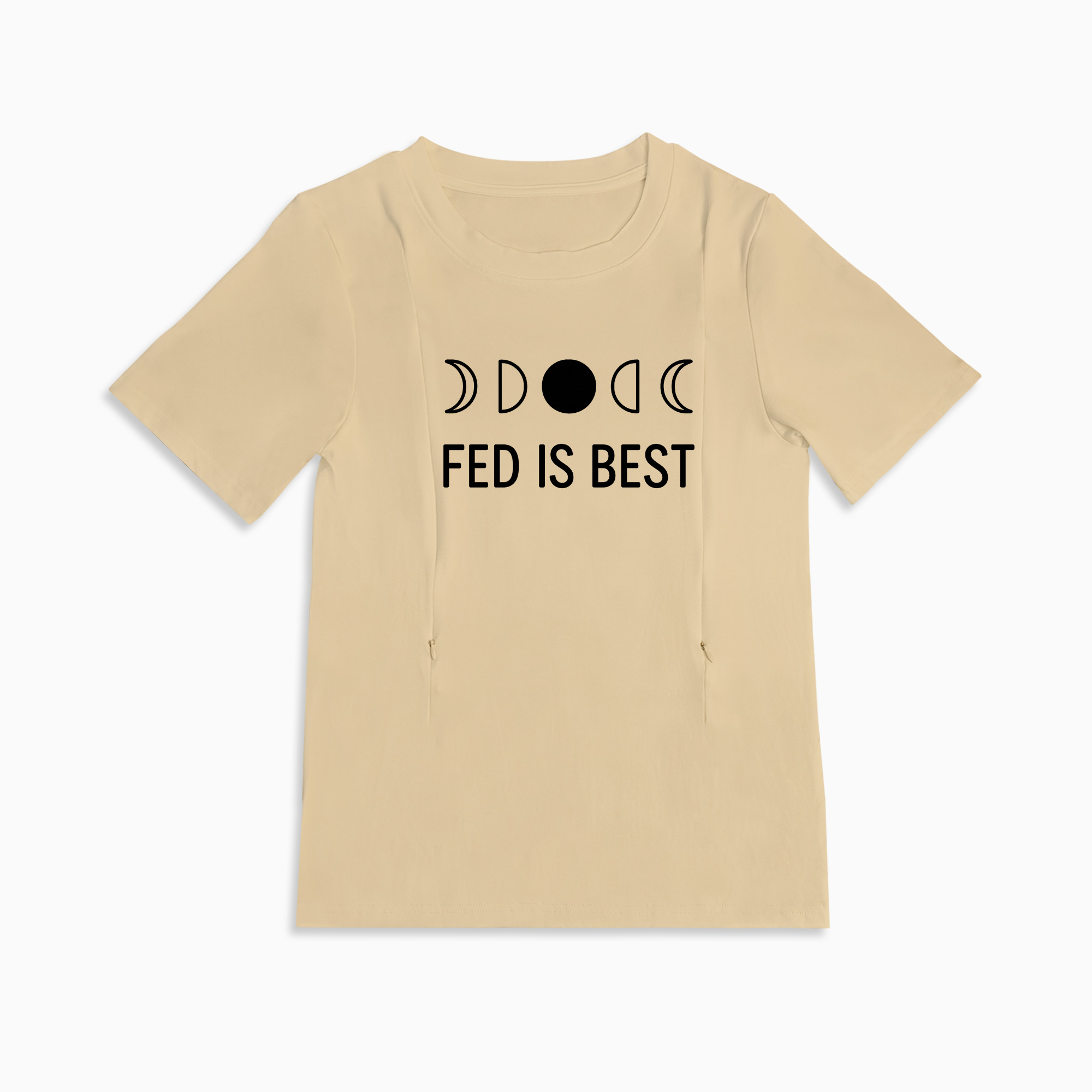Easy Feed Nursing Tee | Fed Is Best Slogan | Discreet Side Zippers