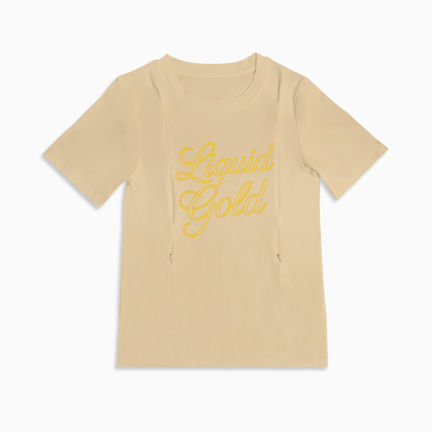 Easy Feed Nursing Tee | Liquid Gold Slogan | Discreet Side Zippers