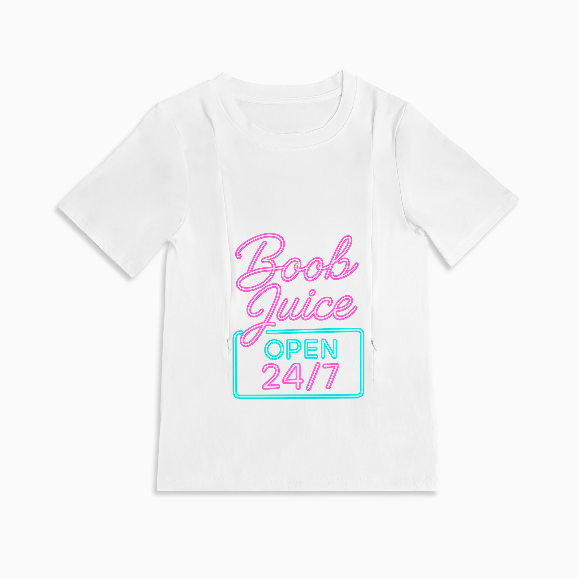 Discreet Zipper Nursing Top | Humorous Boob Juice Tee | Comfy & Stylish