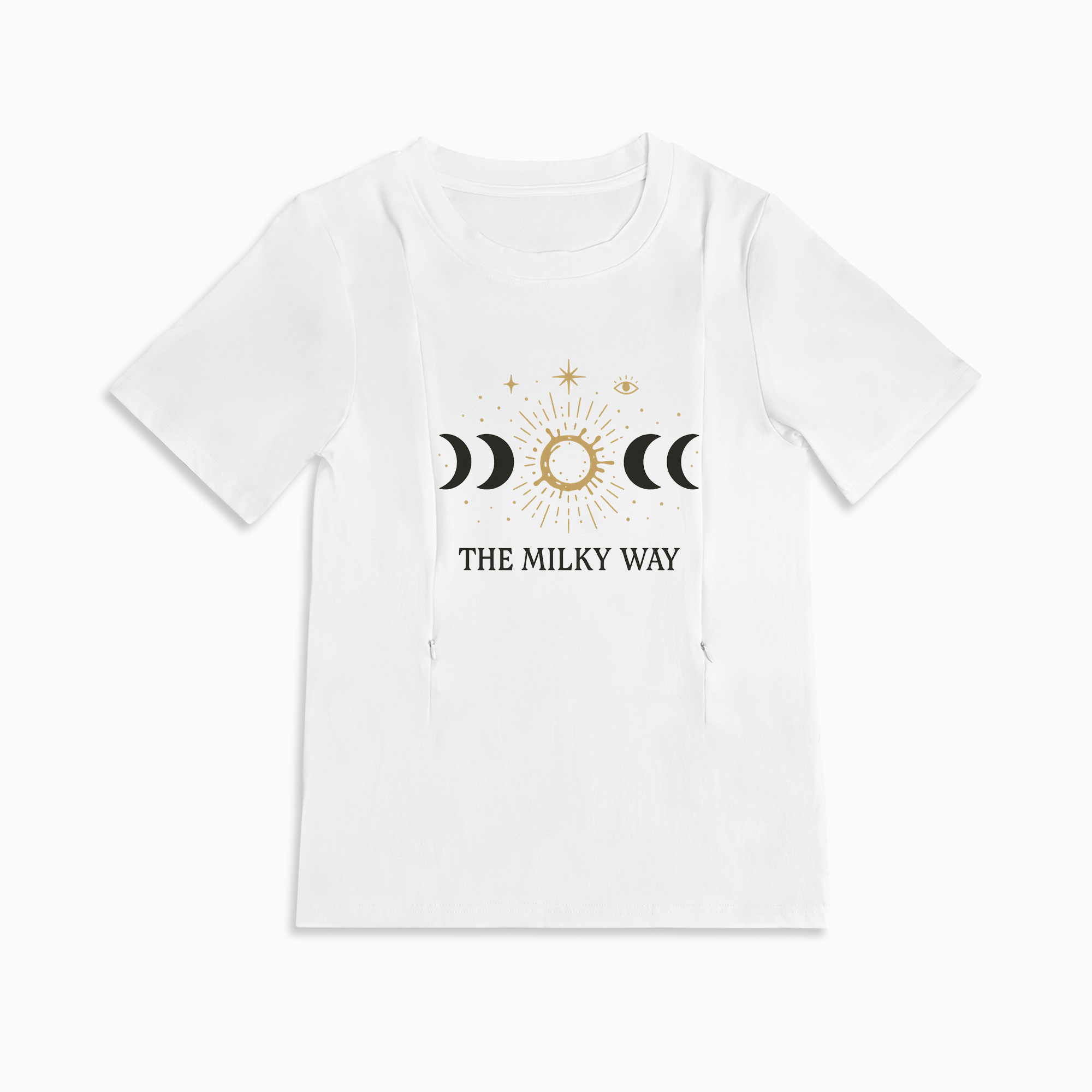 Graphic Nursing Tee for Moms | "The Milky Way" Side Zip Design