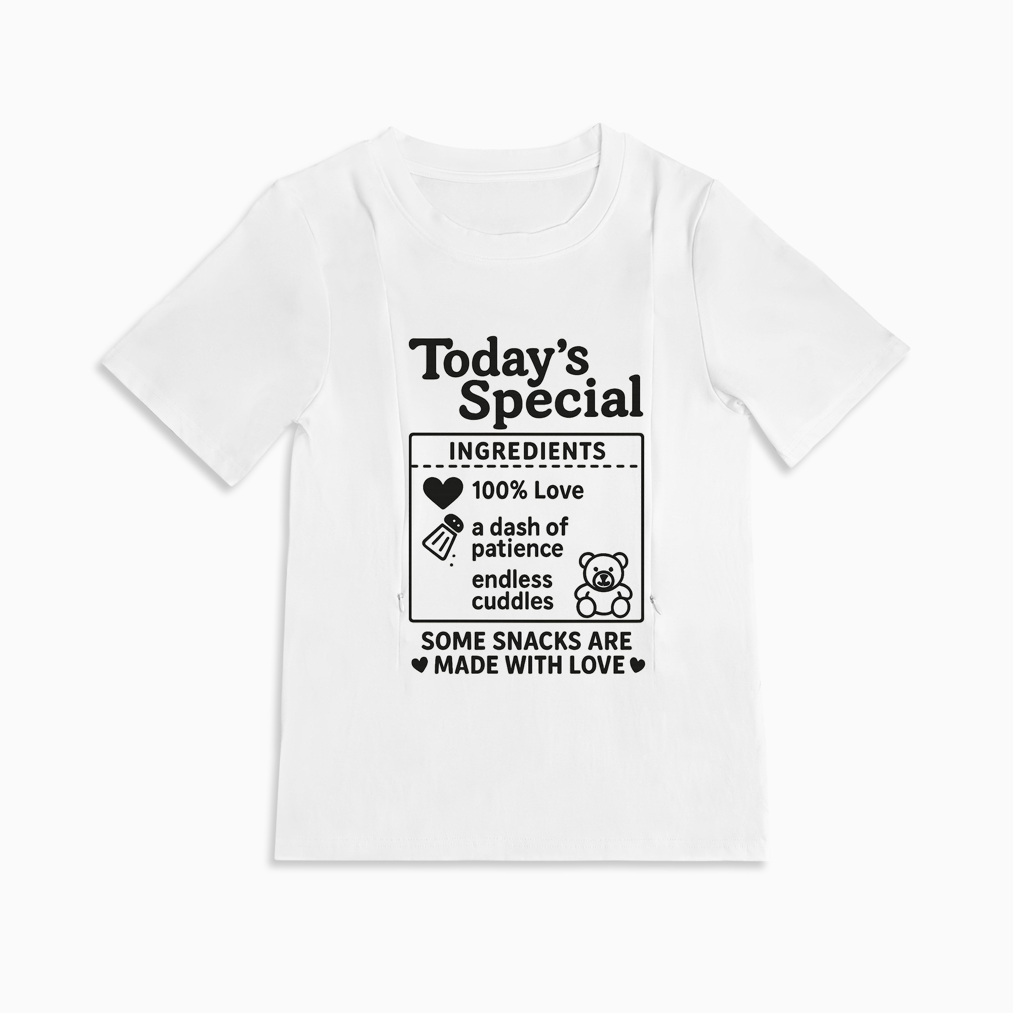 Totkeeps "Snacks Made with Love" Tee | Functional Zipper Nursing Top